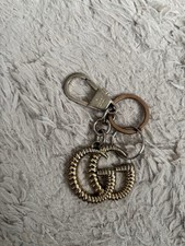 Gucci GG Marmont Double G Keychain Gold Tone Key Ring Bag Charm
