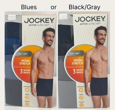 NEW Men’s JOCKEY Boxer Briefs Underwear 3pk Staycool Soft Modal Stretch $36