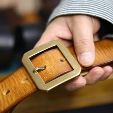 Handmade Thick Cowhide Leather Belt Versatile Casual Buckle Mens 38mm Width