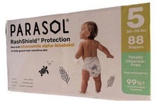 Parasol Chlorine-Free Diapers RashShield Protection - Size 5 - 88ct Box Damage