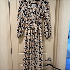 NWT Express Black and White Wrap Dress with Bishop Sleeves Size XS