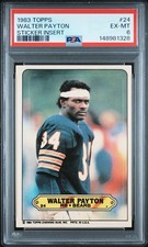 1983 Topps #24 WALTER PAYTON Sticker Insert Chicago Bears - FRESH GRADE - PSA 6