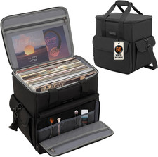Vinyl Record Case, Vinyl Record Carrying Bag Holds 60 LP 7/10/12 Inch , Water-Re