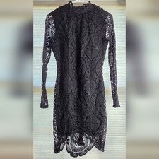 Boohoo | Crochet/Lace Cocktail Dress Black Size 10