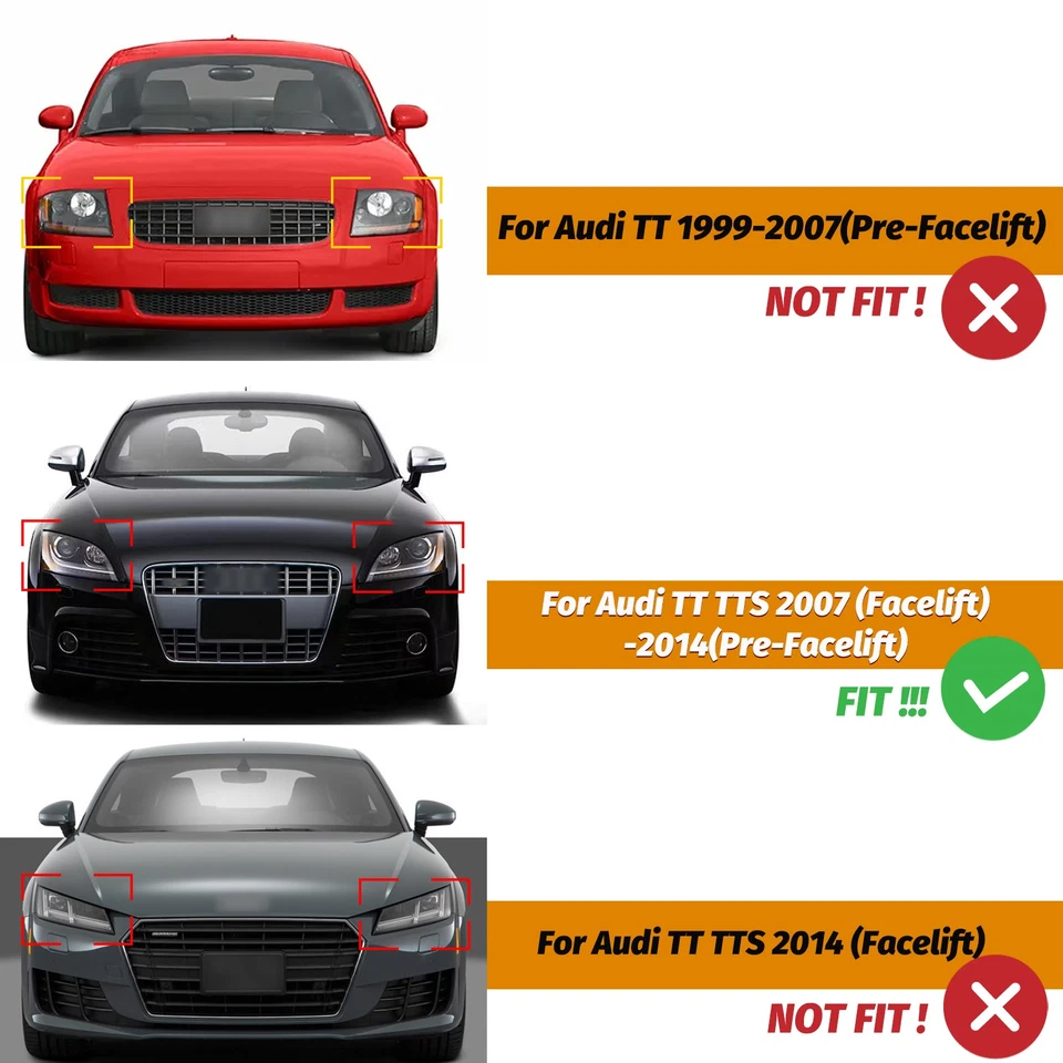 FRONT MESH BUMPER HOOD HONEYCOMB GRILLE GRILL GLOSS BLACK FOR 2007-2014 AUDI TT — 第 3/4 张图片