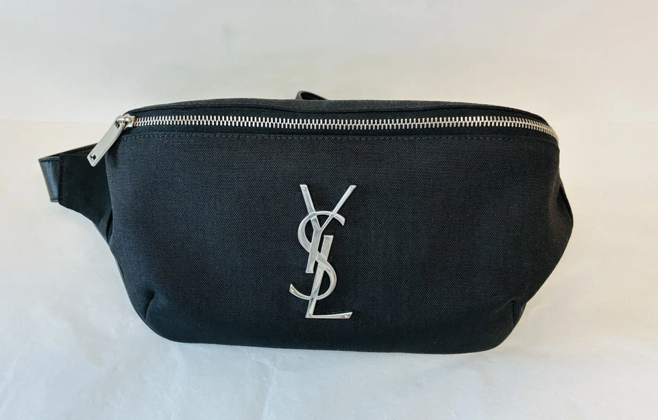 Bolso Cinturón SAINT LAURENT Cassandre Lona, Monograma Clásico YSL, Negro, Talla Única Foto 3 de 4