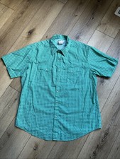 Wrangler Rancher Shirt Mens XL Green Pearl Snap Short Sleeve Western Cowboy