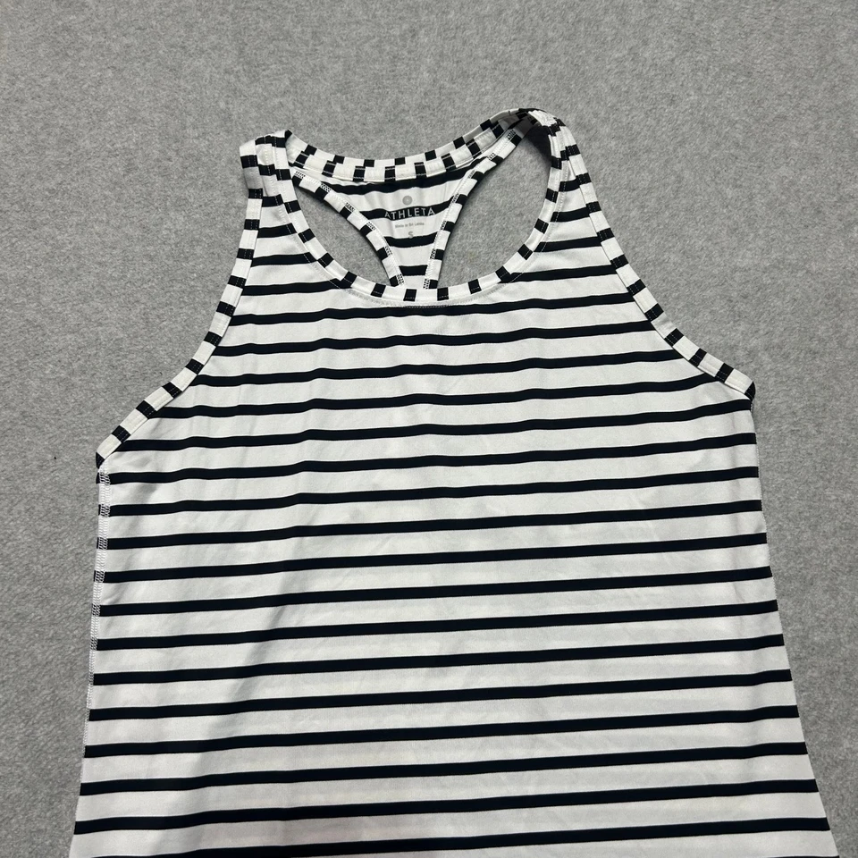Top Athleta Racerback Mujer Pequeño Rayas Blanco Negro Rendimiento Yoga Gimnasio Foto 2 de 4