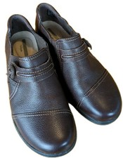 CLARK'S Women's Shoes Brown Leather CHEYN MADI Cushion Slip-On Shoes SZ 7