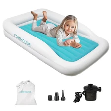 Portable Toddler Travel Bed with Safety Bumpers, Inflatable Kids Air Mattress...
