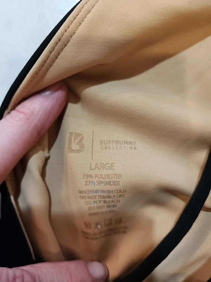 BuffBunny Sports Bra Crisscross Straps Size L Black Workout Athletic Yoga - Image 3 of 4