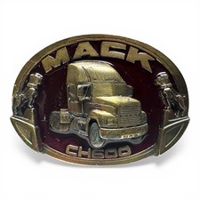 Vintage Mack CH600 Belt Buckle 1991 Great American Buckle Co. Bulldog Ruby Gold