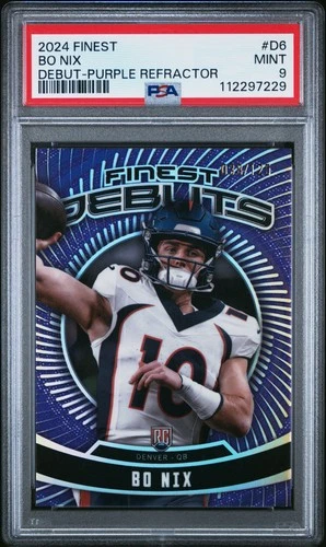 2024 TOPPS FINEST DEBUT PURPLE REFRACTOR #D6 BO NIX ROOKIE RC 38/125 PSA 9