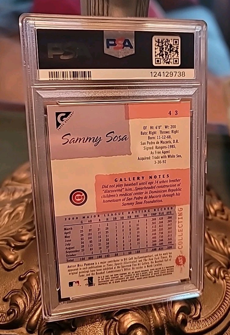 2001 Topps Gallery #43 Sammy Sosa - PSA 10 (POP 2) view 4