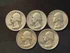 Mixed 1942 1943 1956-D 1957 1958   Washington Quarters-90% Silver-Lot of 5