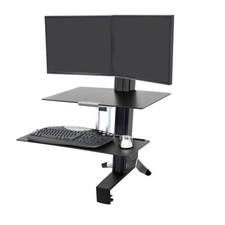 Ergotron WorkFit-S Dual Monitor Standing Desk With Worksurface, Black