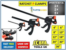 6 8 10 12 18 24 30 36" Wood Working F Clamp Grip Ratchet Quick Release Squeeze