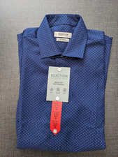 Kenneth Cole Men's Quick Dry Performance Dress Shirt Blue Medium 15-15.5 36/37