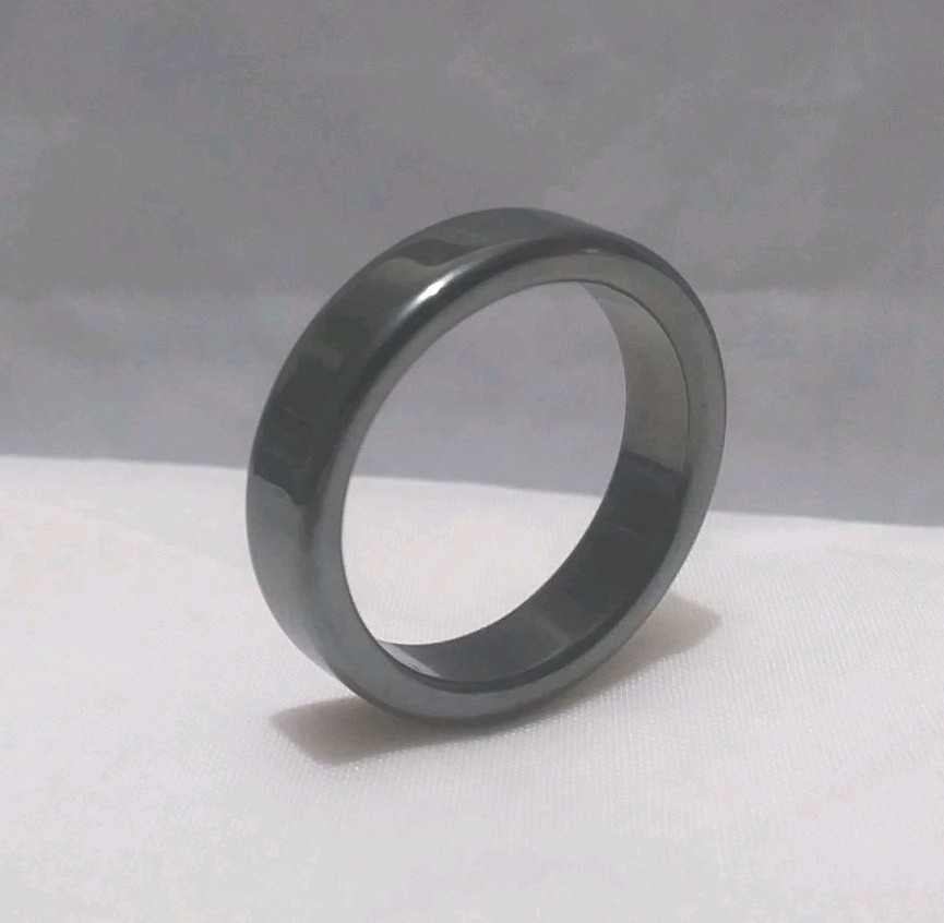 Real Non Magnetic Black Flat Hematite Basic Ring … - image 1