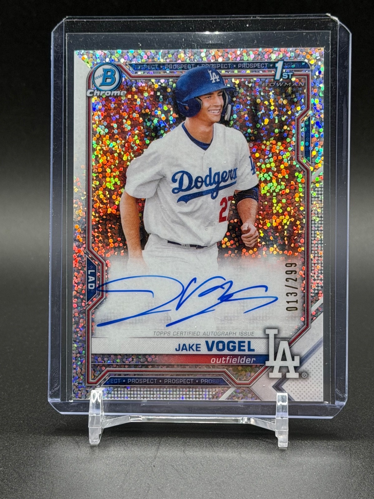2021 Bowman Jake Vogel Chrome Prospect Auto Speckle Refractor #/299