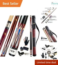 Pool Cue Stick Hardwood Maple 58in 18-21oz with Hard Case Accessories