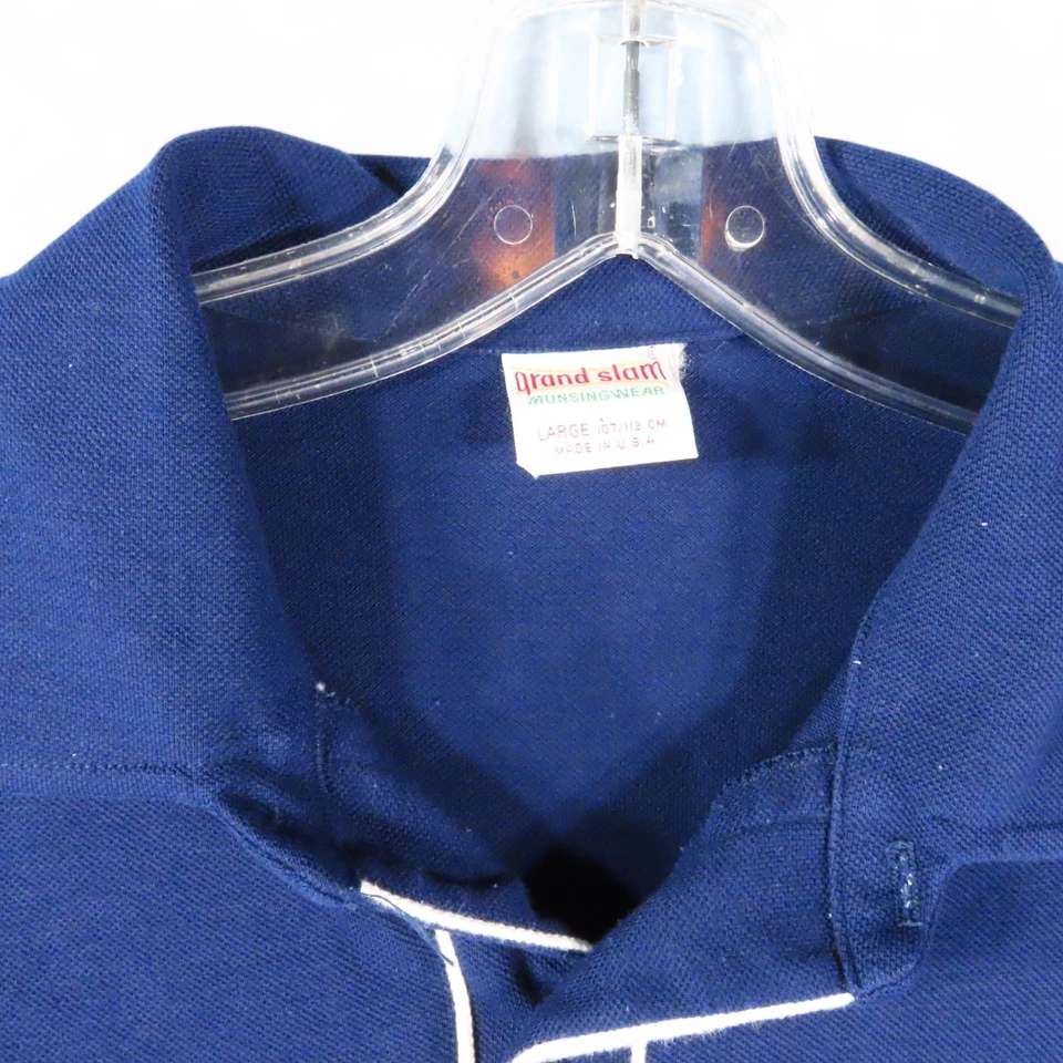 CAMISA POLO DE COLECCIÓN Munsingwear GRAND SLAM Azul Marino con Borde Blanco BOLSILLO PINGÜINO talla L Foto 2 de 4