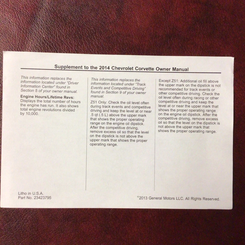 Chevrolet Corvette 2014 cupé y convertible manual del propietario XM navegación estuche guía todo Foto 4 de 4