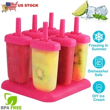 6Pcs Ice Cream Mold Silicone Ice Pop Maker Popsicle Maker DIY Popsicle Molds Set