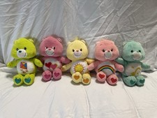 Lot Of 5 Care Bears 10" Vintage 2002 Stuffed Plush Wish Cheer Funshine