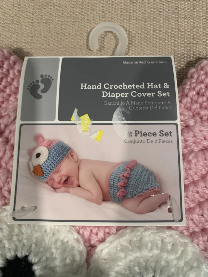 NUEVO CON ETIQUETAS Bebé Niña Ganchillo a Mano Búho Tema Sombrero y Pañal Cubierta 0 a 9 Meses Foto 2 de 4