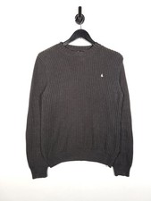 Musto Jumper Size Medium Men's Black 100% Cotton Ribbed Knit Crew Neck Sweater