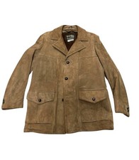 Vintage Sears The Leather Shop Men  s 44/Large Brown Suede Button Car Coat 70s