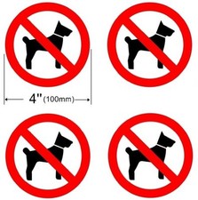4 Pack NO DOG PET Window Door Wall Sign 4'' Dia Decal Sticker
