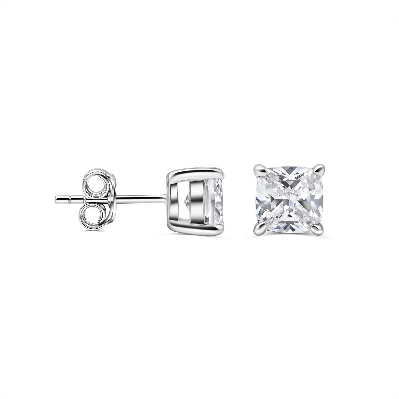 2.00 CT Cushion Cut VS/SI Lab Grown Diamond Women's Stud Earrings 14K White Gold