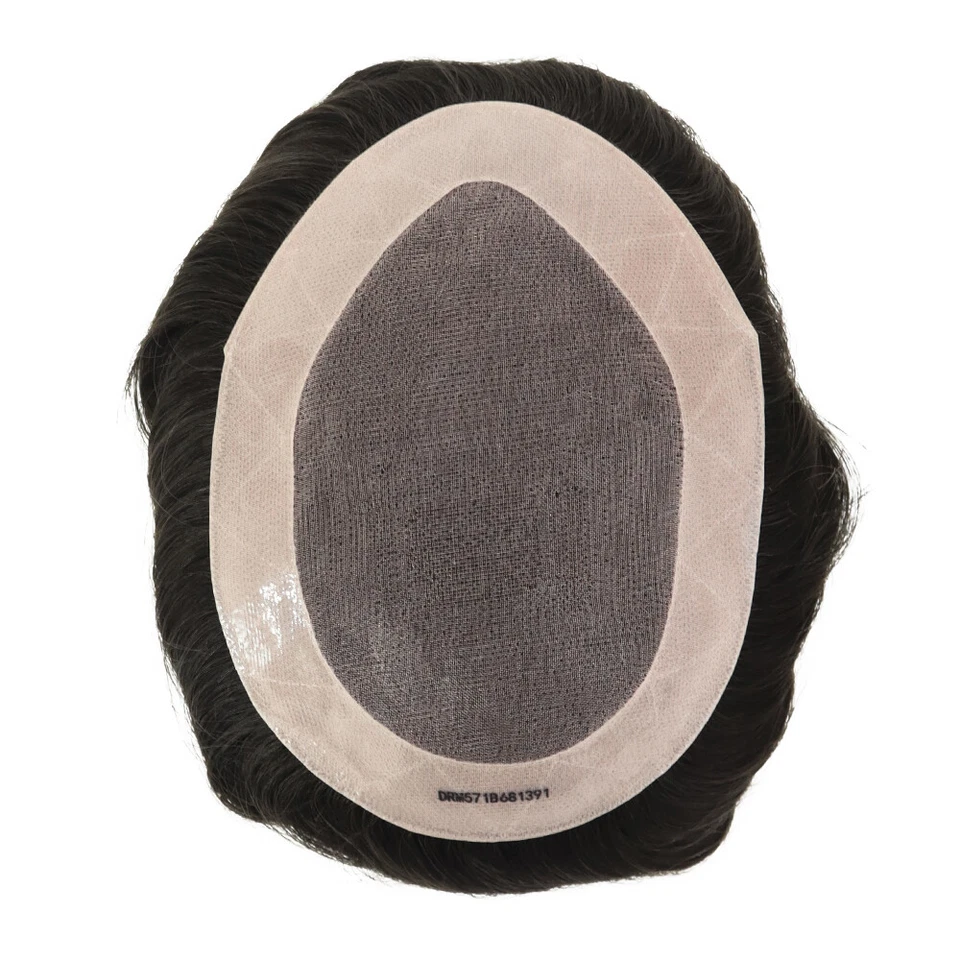 Sistema de reemplazo de cabello humano Toupee duradero fino mono encaje polietileno para hombre Foto 2 de 4