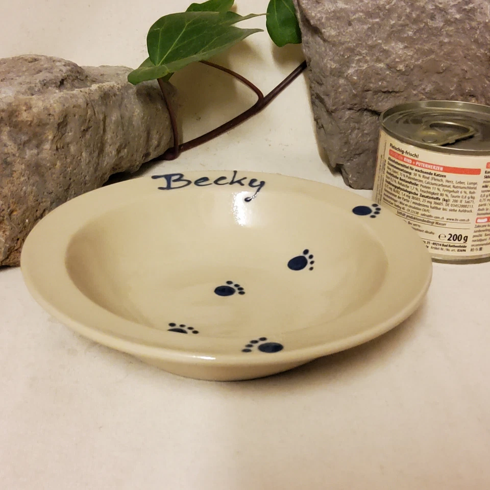 keramik-im-hof Futtertellerchen mit Wunschname Napf Schüssel, Katze Hund - Bild 3 von 4
