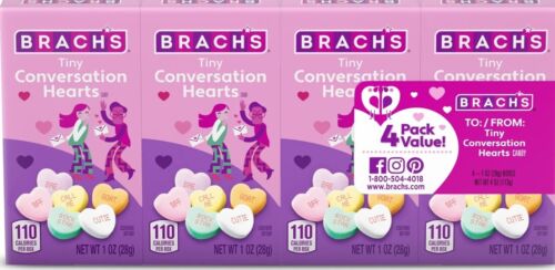Brach's Tiny Conversation Hearts Mini Boxes, 4 Pack, 4 Ounces