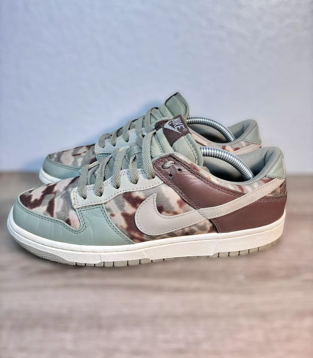 Vntg NIKE Dunk Low Premium Sz 9 307696 351 Camo Green Olive Chocolate Stussy