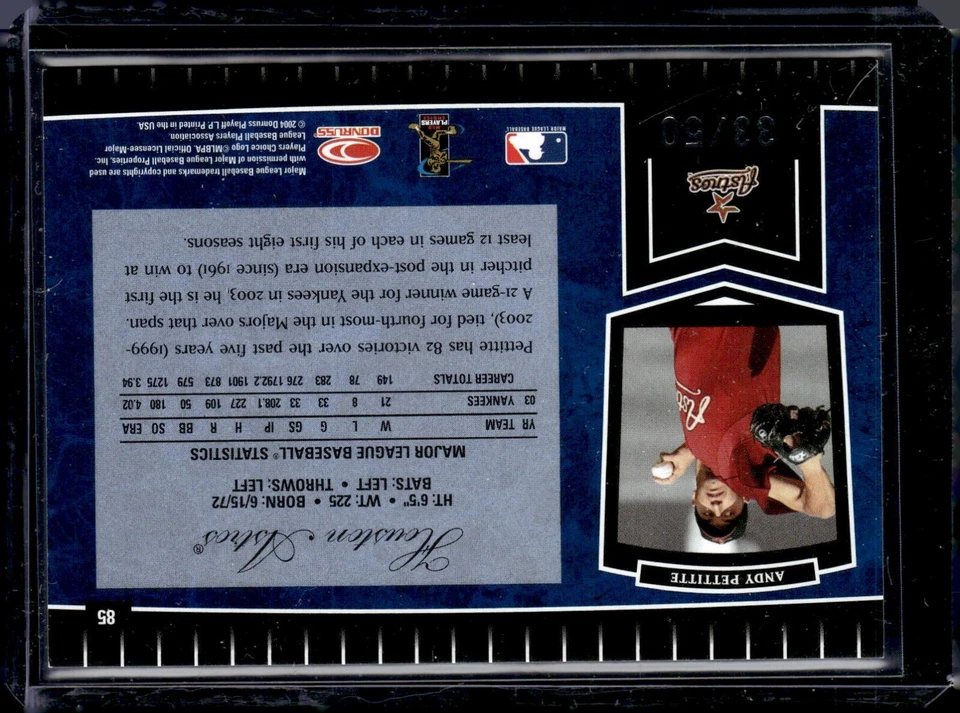 2004 Leaf Certified #85 Andy Pettitte Certified Cuts Blue /50 Astros (55F) - Image 2 of 2