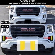 For 2019-2021 GMC Sierra 1500 YELLOW Fog Light Vinyl Front Overlay Tint