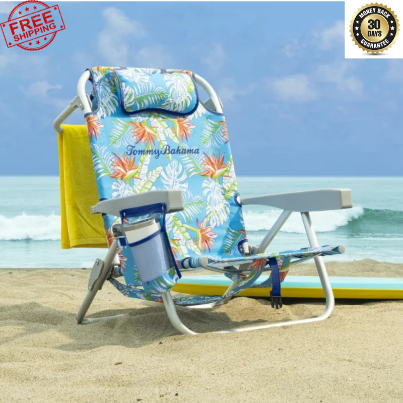 2-Pack Tommy Bahama Beach Chair Lay Flat Reclining, Adjustable, Floral NEW