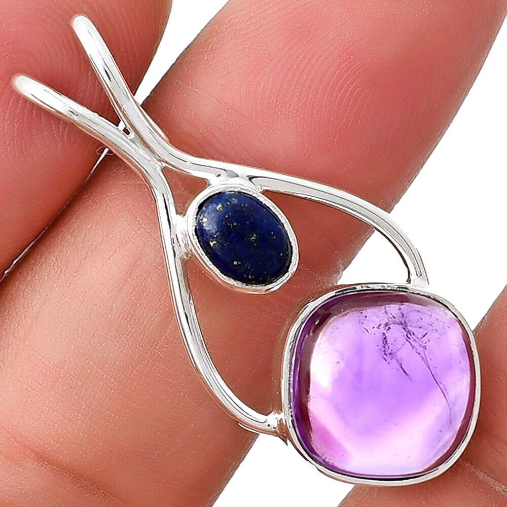Amethyst Cab - Brazil & Lapis Lazuli 925 Sterling Silver Amethyst Cab - Brazil & Lapis Lazuli 925 Sterling Silver