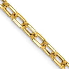 22" 14K Yellow Gold 3.7mm Semi-solid Diamond-cut Open Link Cable Chain Necklace