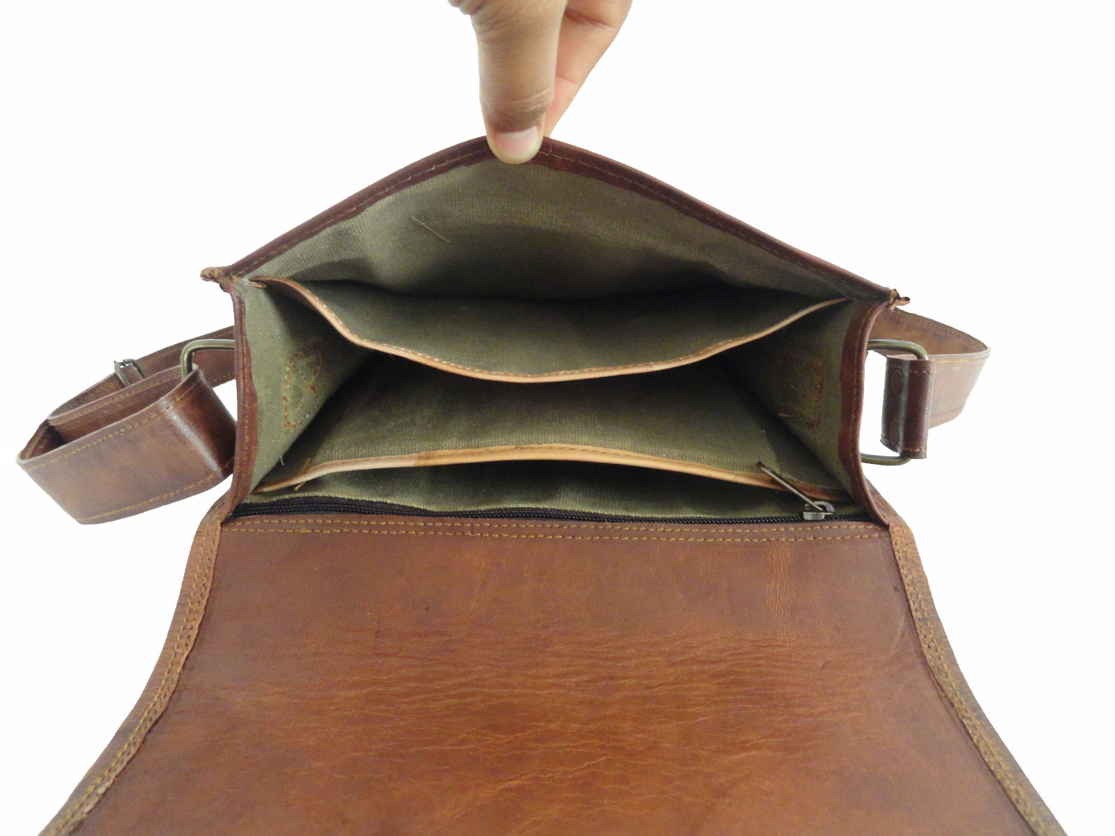 14 In Genuine Leather Messenger Bag A4 Laptop Satchel School Crossbody Sling Bag