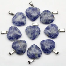 30pcs Natural Sodalite Stone Heart Gemstone Beads Pendants DIY Jewelry Making