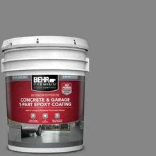 5 Gallon Slate Gray Self-Priming 1-Part Epoxy Satin Concrete Garage Floor Paint