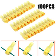  100 T-Taps  Male Disconnect Wire Connectors Yellow 12-10 AWG Gauge Terminals