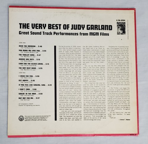THE VERY BEST OF JUDY GARLAND ~ LP Vinyl MGM SE-4204 - Picture 2 of 4
