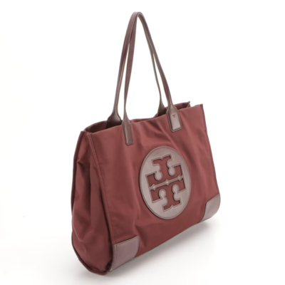 Tory Burch Large Ella Tote Bag in Maroon Nylon and Leather Trim | eBay