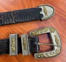 Vintage Western Belt Buckle - 'Mexico' 'ALPACA" Stamped - Silver and Bronze